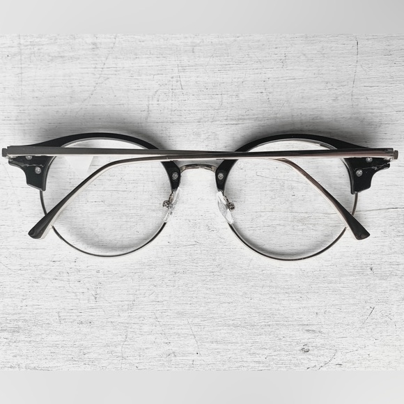 Gigantic +3.00 Reading glasses Round Browline Metal WIDE BIG FIT Black Silver - Picture 3 of 10